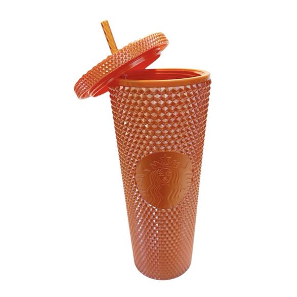 New Starbucks Fall 2022 Orange Bling & Green Glow-in-the-Dark Studded Cold Cups - Picture 6 of 12
